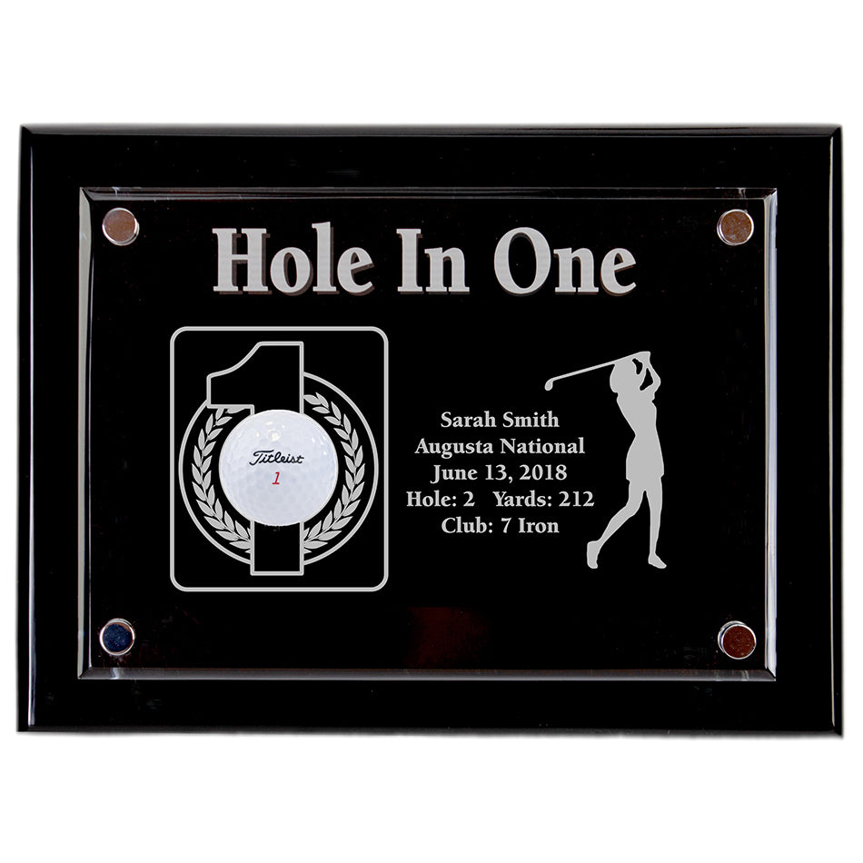 Hole-In-One Female 9x12 Floating Acrylic Plaque - Black