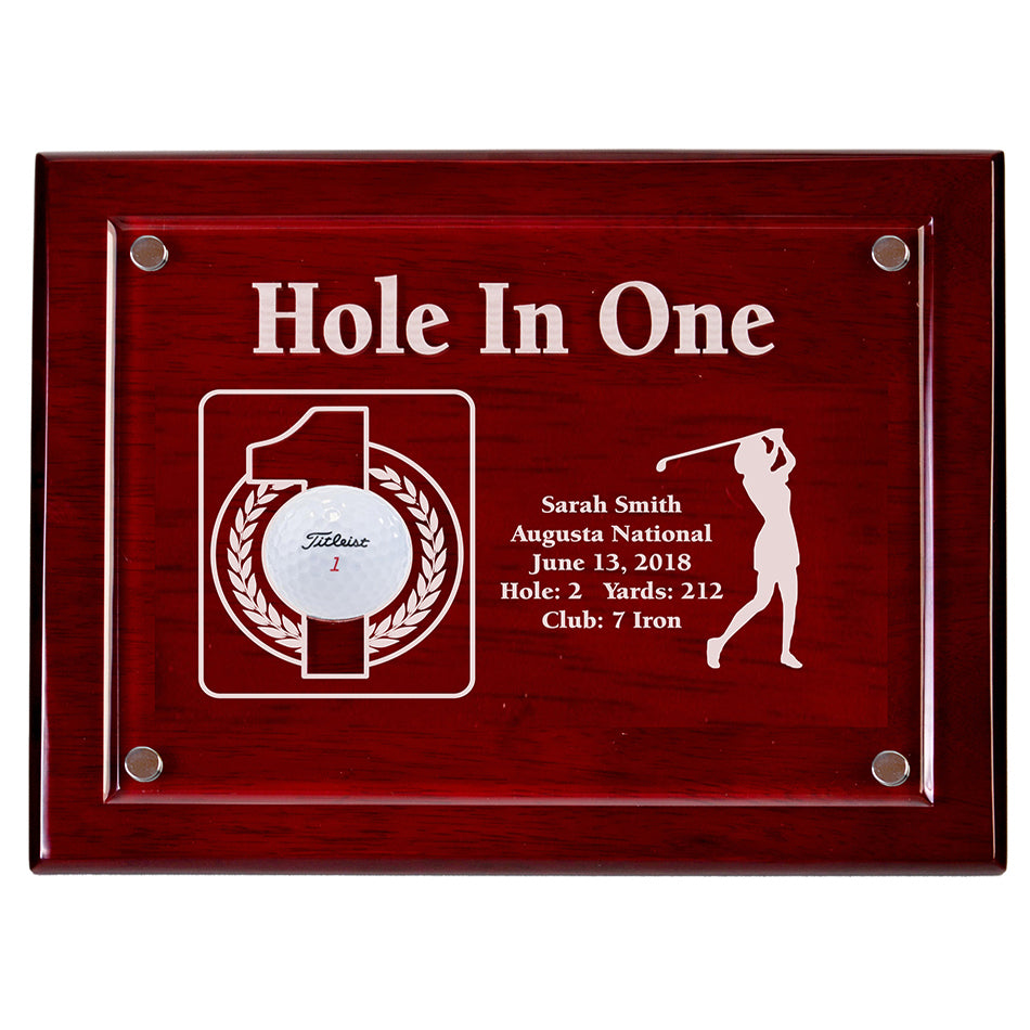 Hole-In-One Female 9x12 Floating Acrylic Plaque - Cherry