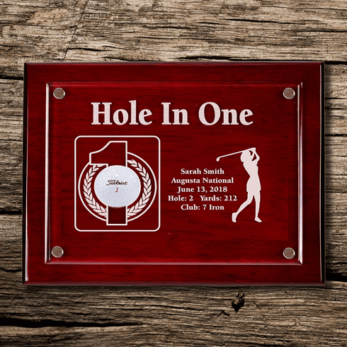 Hole-In-One Female 9x12 Floating Acrylic Plaque - Cherry