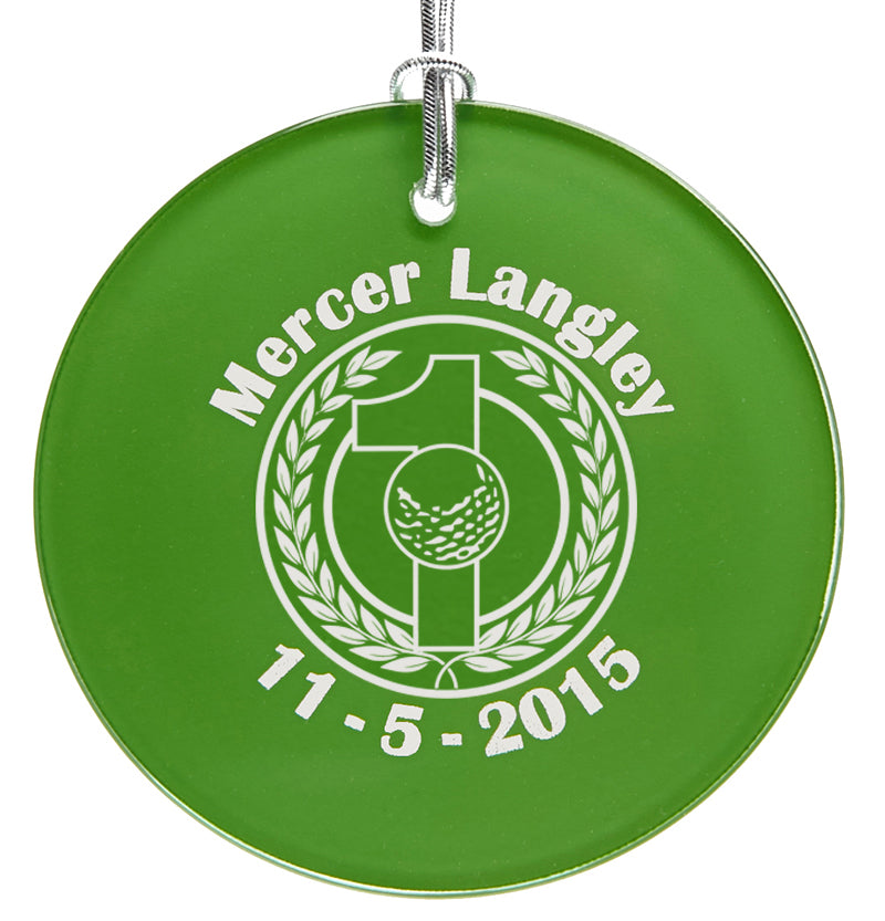 Hole-In-One Green Glass Holiday Ornament
