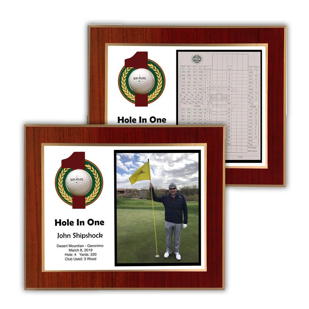 Hole In One Horizontal Laminated Plaque -- Red Mahogany