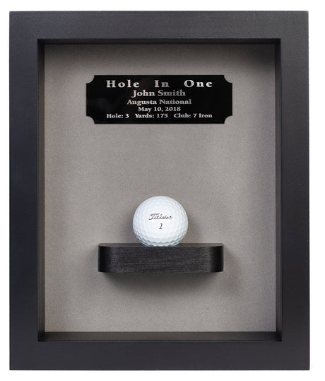 Hole-In-One Shadowbox with Ball Shelf-Walnut -- Black/Gray