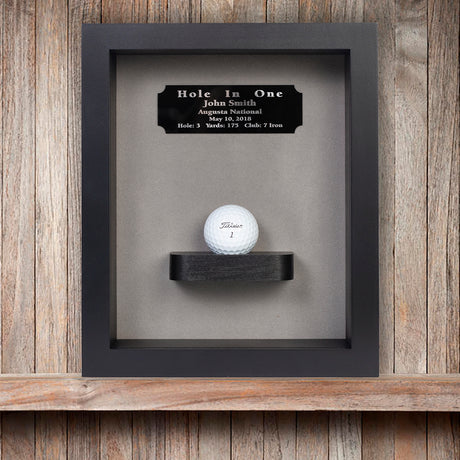Hole-In-One Shadowbox with Ball Shelf-Walnut -- Black/Gray