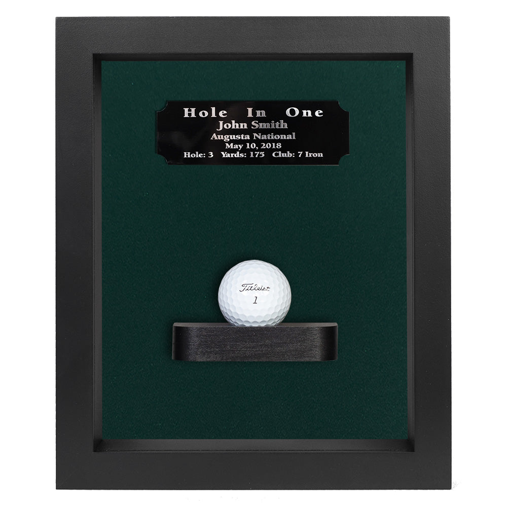 Hole-In-One Shadowbox with Ball Shelf-Walnut -- Black/Green