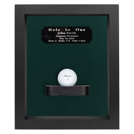 Hole-In-One Shadowbox with Ball Shelf-Walnut -- Black/Green