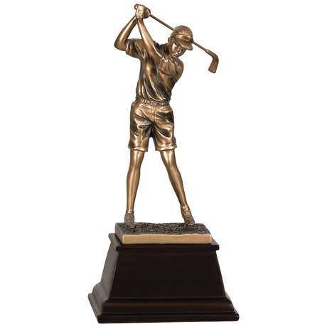 Female Swinging Bronze Finish Resin Golf Trophy