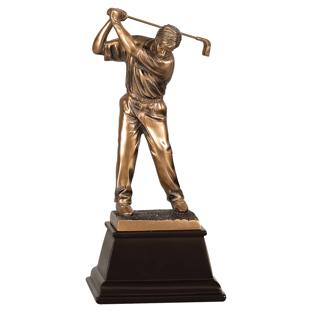 Male Swinging Bronze Finish Resin Golf Trophy