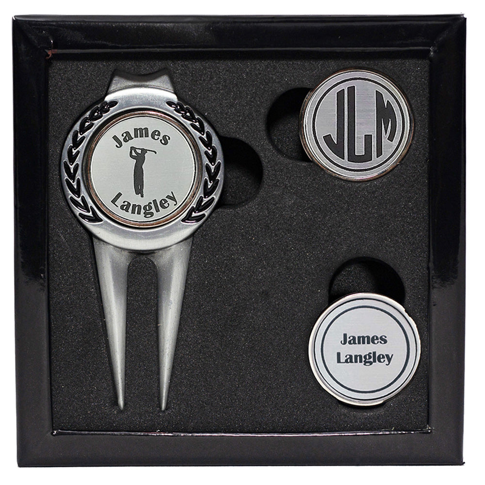 Personalized Divot Tool Golf Ball Marker Set