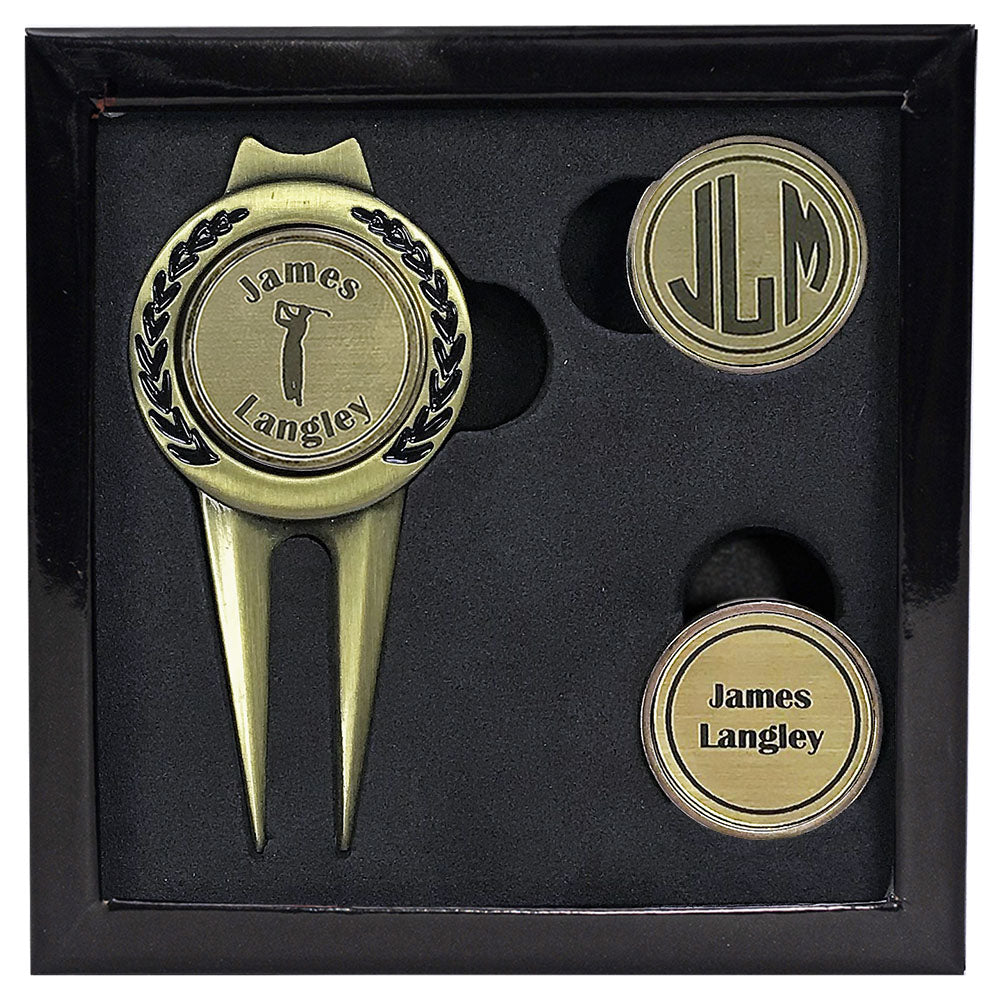 Personalized Divot Tool Golf Ball Marker Set