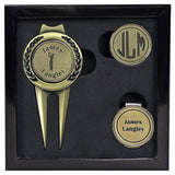 Deluxe Personalized Divot Tool / Hat Clip Golf Ball Marker Set
