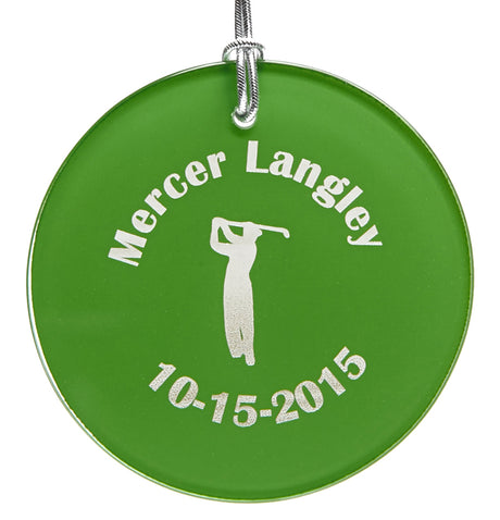 Hole-In-One Green Glass Holiday Ornament -- Male