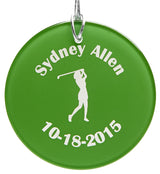 Hole-In-One Green Glass Holiday Ornament -- Female