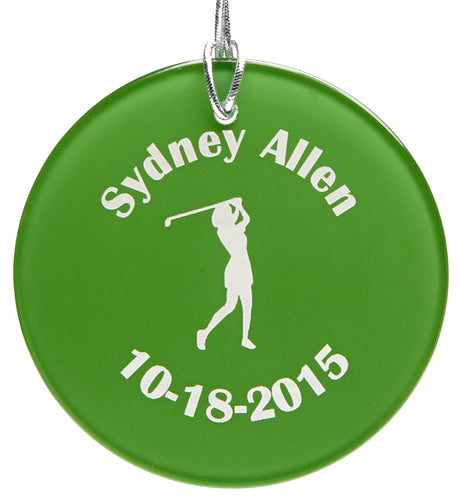 Hole-In-One Green Glass Holiday Ornament -- Female