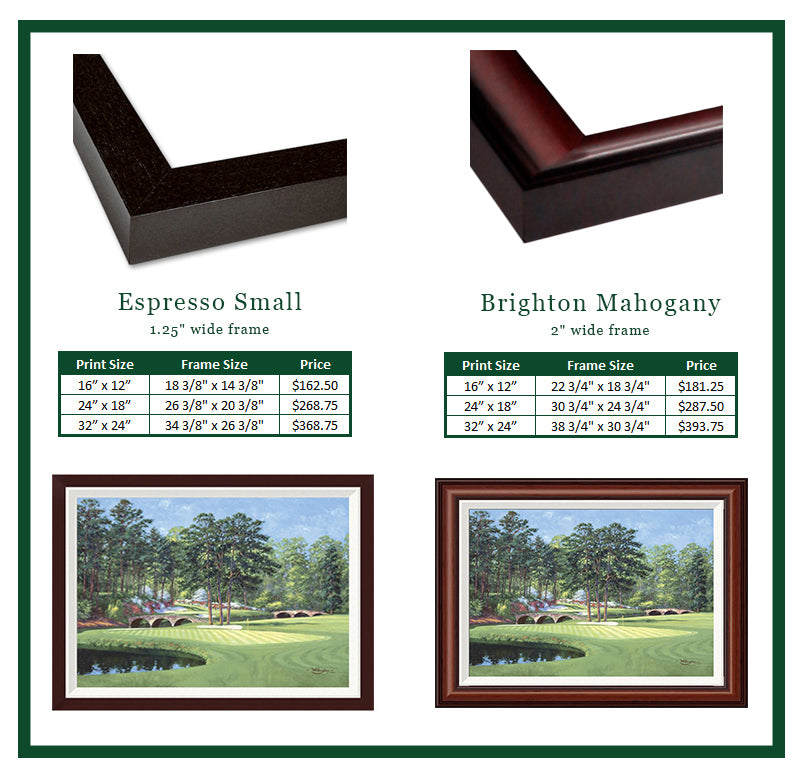 "The 11th At Augusta-White Dogwood" Framed Canvas