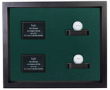 Two Balls and Plaques Shadowbox Display-Cherry -- Black/Green