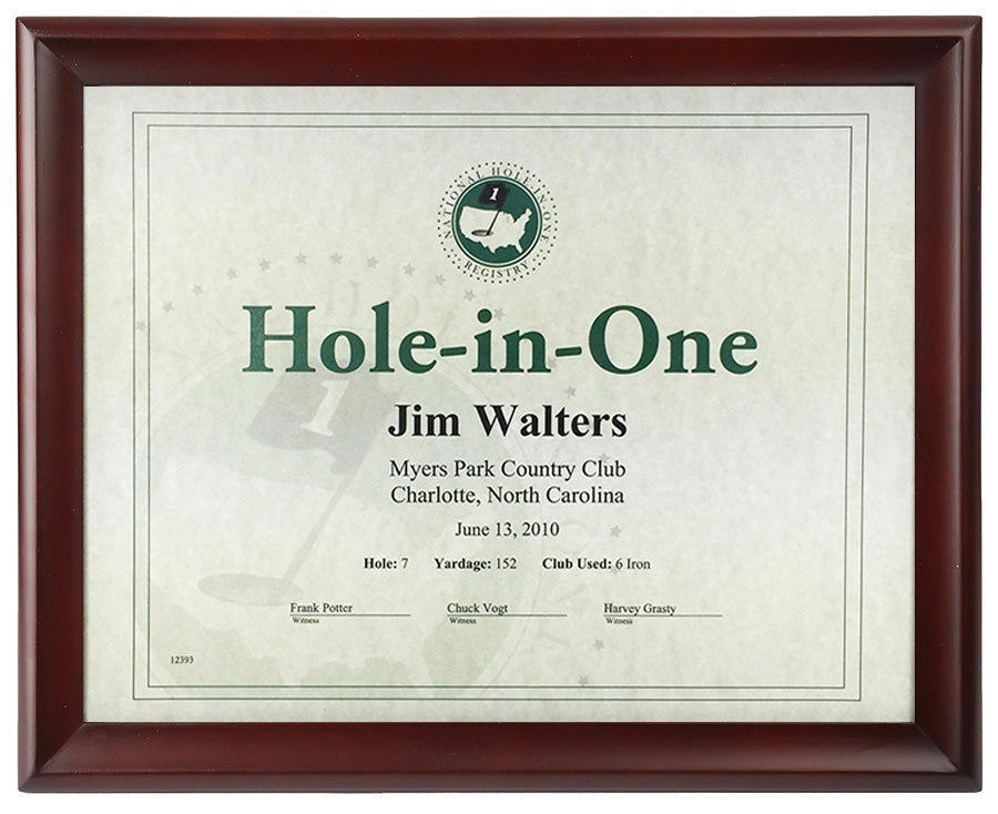 Walnut Hole-In-One Certificate Frame